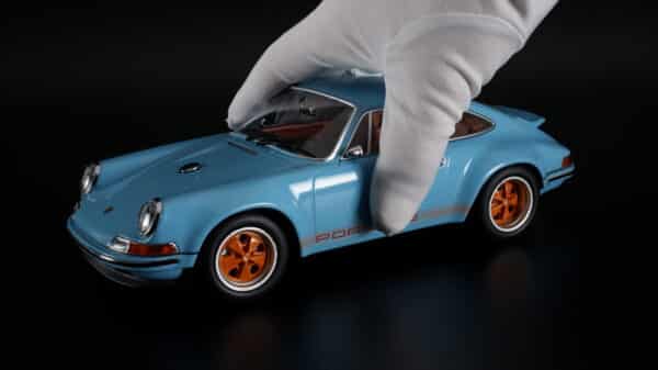 KK Scale - 1:18 Singer 911 Coupe Light Blue/Orange Diecast Model Car