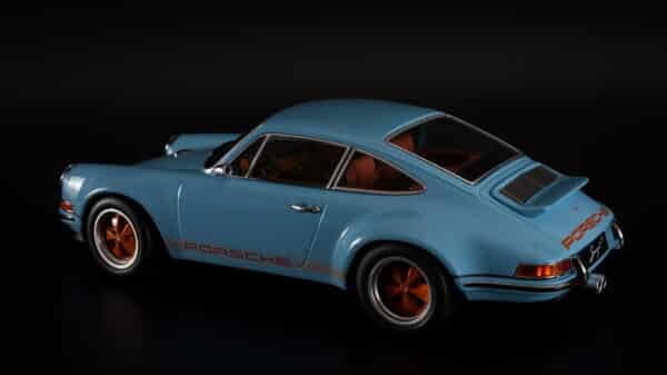 KK Scale - 1:18 Singer 911 Coupe Light Blue/Orange Diecast Model Car