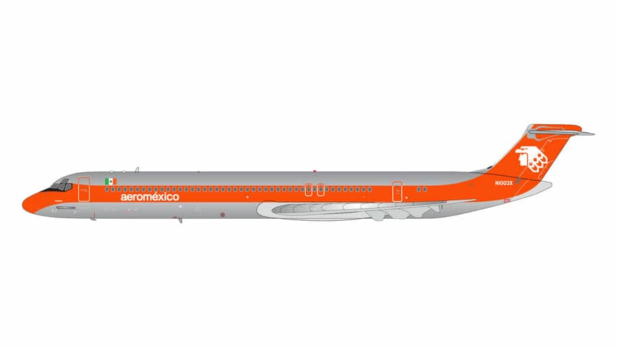 gemini jets - 1:200 aeromexico md-80 n1003x 1980's livery polished with orange cheatline