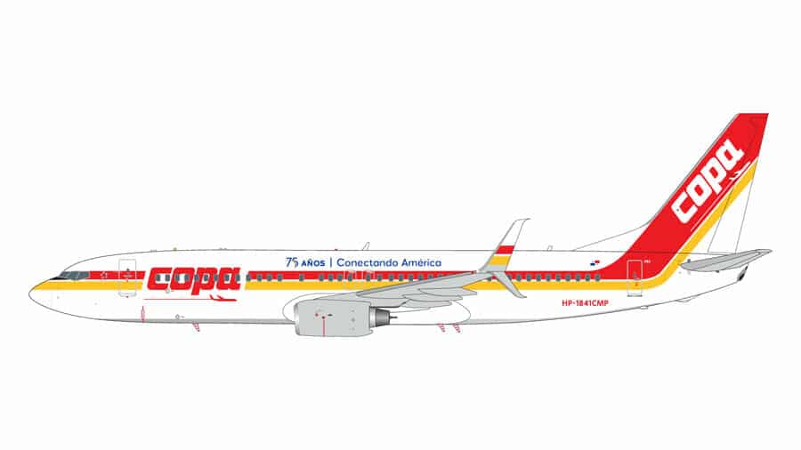 gemini jets - 1:200 copa airlines boeing 737-800 (hp-1841cmp) 75th anniversary retro livery