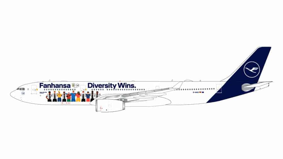 gemini jets - 1:400 lufthansa airbus a330-300 (d-aikq) fanhansa diversity wins livery
