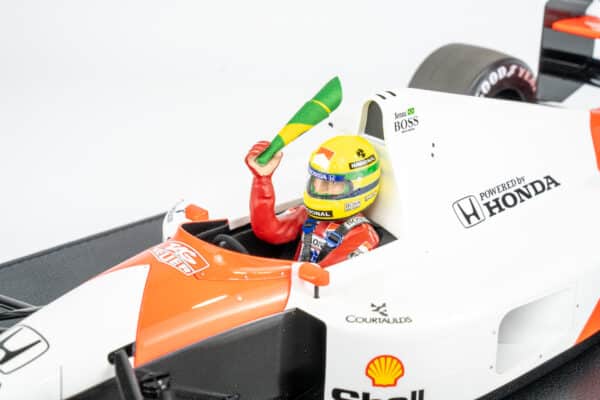 GP Replicas 1:12 McLaren Honda MP4/6 Ayrton Senna Winner Brazilian GP 1991 with Driver and Flag (GP1229AWD) Limited Edition Resin Model 19 GP Replicas 1:12 McLaren Honda MP4/6 Ayrton Senna Winner Brazilian GP 1991 with Driver and Flag (GP1229AWD) Limited Edition Resin Model