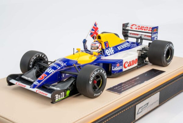 GP Replicas - 1:18 Williams Renault FW14B No.5 Nigel Mansell Winner British GP 1992 with Driver Figure and Flag - Limited Edition Resin Model 20 GP Replicas - 1:18 Williams Renault FW14B No.5 Nigel Mansell Winner British GP 1992 with Driver Figure and Flag - Limited Edition Resin Model
