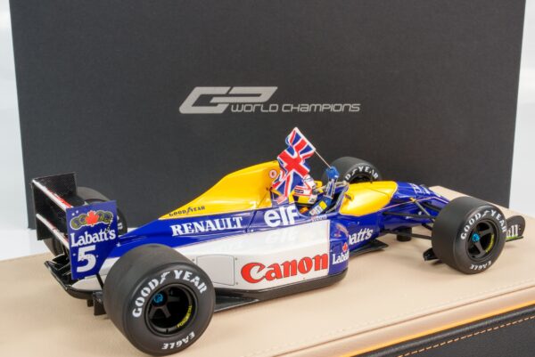 GP Replicas - 1:18 Williams Renault FW14B No.5 Nigel Mansell Winner British GP 1992 with Driver Figure and Flag - Limited Edition Resin Model 12 GP Replicas - 1:18 Williams Renault FW14B No.5 Nigel Mansell Winner British GP 1992 with Driver Figure and Flag - Limited Edition Resin Model