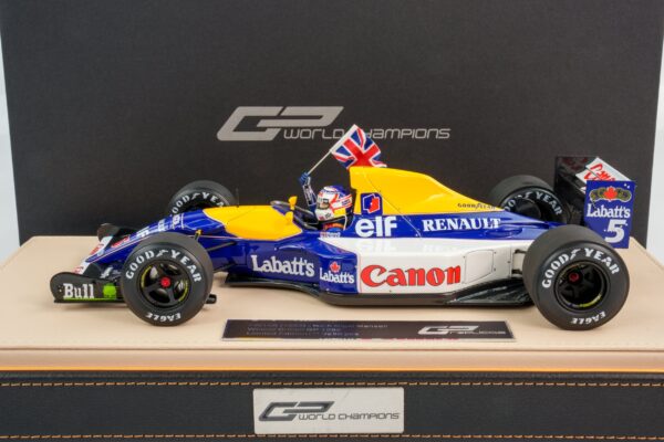 GP Replicas - 1:18 Williams Renault FW14B No.5 Nigel Mansell Winner British GP 1992 with Driver Figure and Flag - Limited Edition Resin Model 15 GP Replicas - 1:18 Williams Renault FW14B No.5 Nigel Mansell Winner British GP 1992 with Driver Figure and Flag - Limited Edition Resin Model