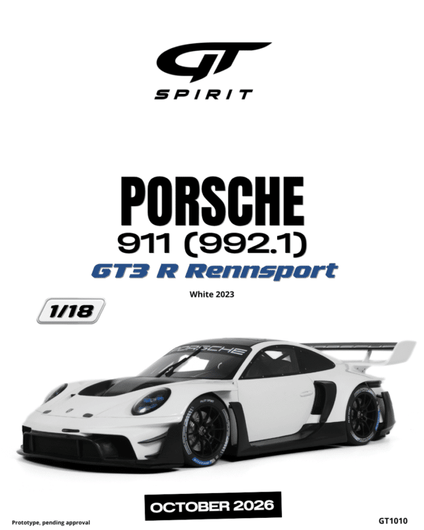 Latest arrivals & pre-orders at model‑universe.com – 17 August 2025, including Koenigsegg Agera S by FrontiArt, Ferrari 499P & 296 LMGT3 by Looksmart, and much more 31 GT Spirit - 1:18 Porsche 911 9992.1) GT3 R Rennsport White 2023 - Limited Edition Resin Model