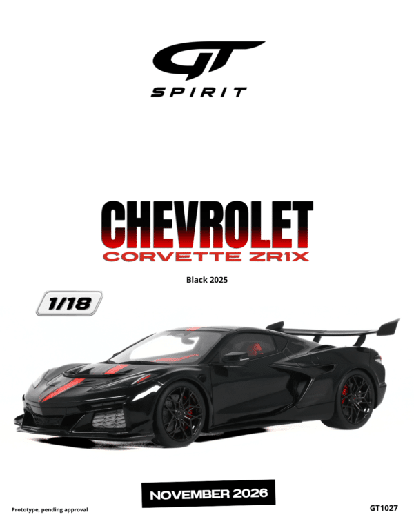 Latest arrivals & pre-orders at model‑universe.com – 17 August 2025, including Koenigsegg Agera S by FrontiArt, Ferrari 499P & 296 LMGT3 by Looksmart, and much more 18 GT Spirit - 1:18 Chevrolet Corvette ZR1X Black 2025 - Limited Edition Resin Model