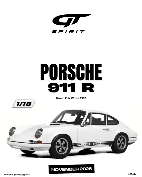 Latest arrivals & pre-orders at model‑universe.com – 17 August 2025, including Koenigsegg Agera S by FrontiArt, Ferrari 499P & 296 LMGT3 by Looksmart, and much more 22 GT Spirit - 1:18 Porsche 911 R Grand Prix White 1967 - Limited Edition Resin Model