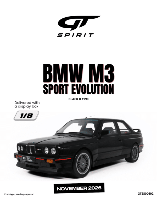 Latest arrivals & pre-orders at model‑universe.com – 17 August 2025, including Koenigsegg Agera S by FrontiArt, Ferrari 499P & 296 LMGT3 by Looksmart, and much more 35 GT Spirit - 1:8 BMW M3 Sport Evolution Black II 1990 - Limited Edition Resin Model