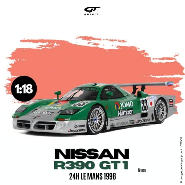 GT Spirit - 1:18 Nissan R390 GT1 Le Mans 1998 Green 1998 - Resin Model