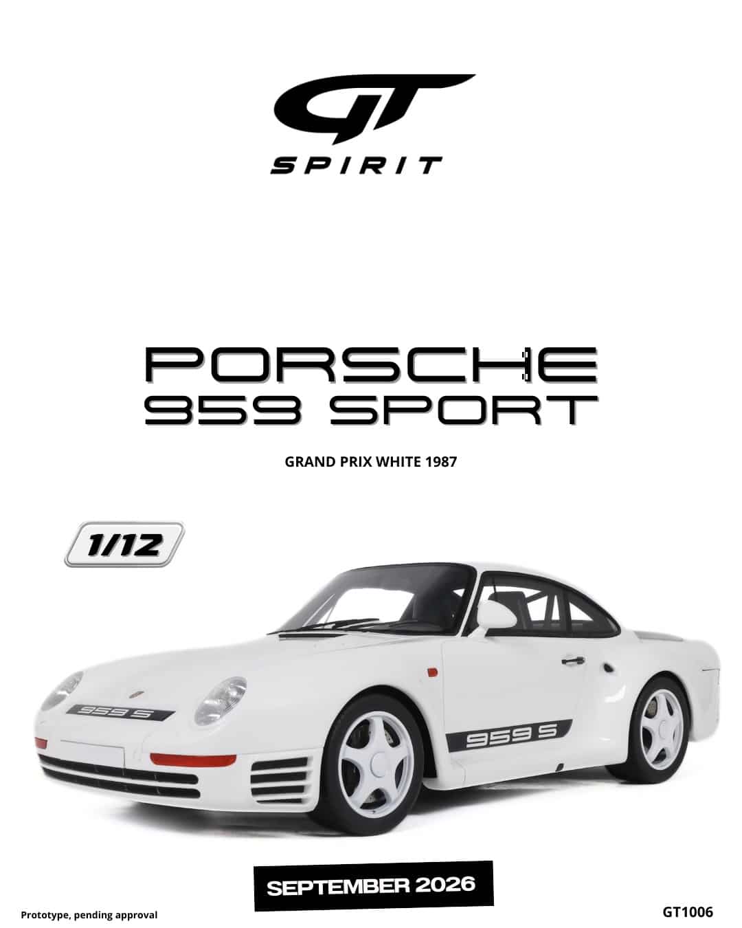 GT Spirit - 1:12 Porsche 959 Sport Grand Prix White 1987 - Limited Edition Resin Model
