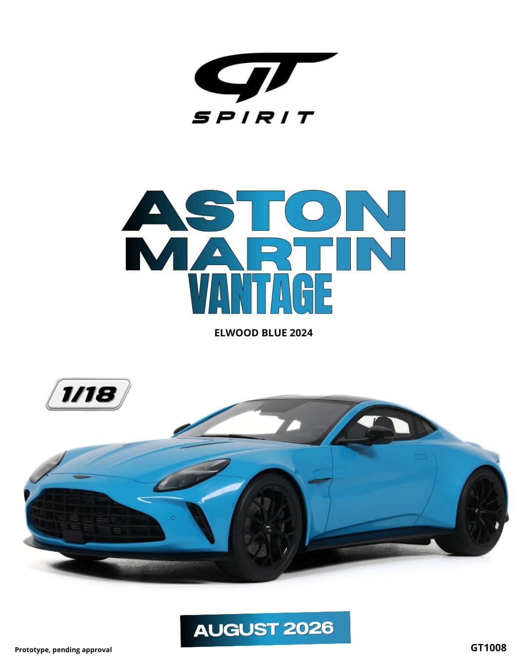 GT Spirit - 1:18 Aston Martin Vantage Elwood Blue 2024 - Limited Edition Resin Model