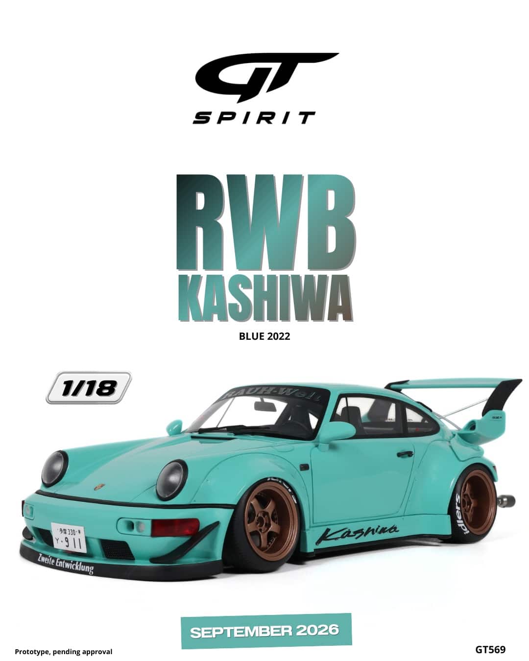 GT Spirit - 1:18 RWB Kashiwa Blue 2022 - Limited Edition Resin Model