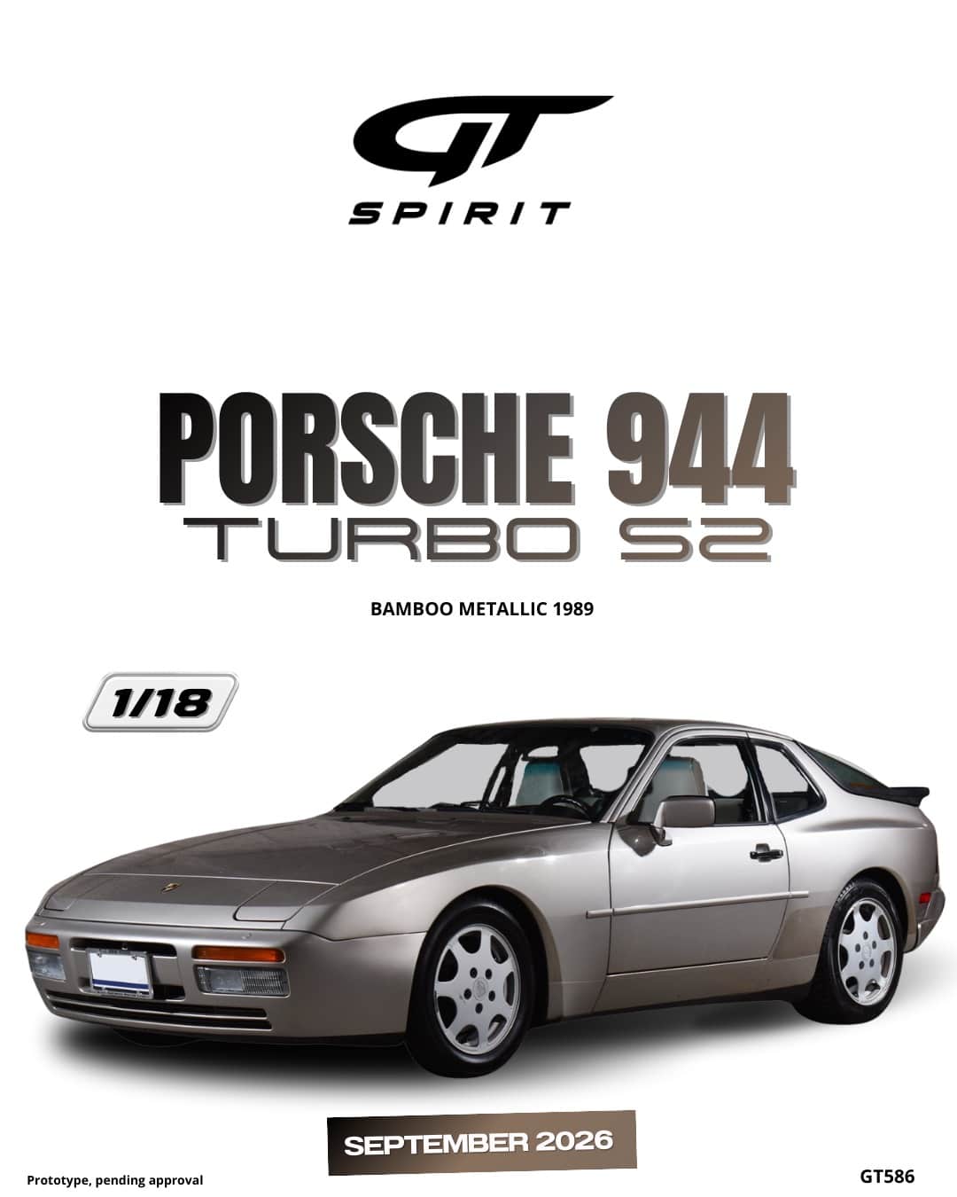 GT Spirit - 1:18 Porsche 944 Turbo S2 Bamboo Metallic 1989 - Limited Edition Resin Model