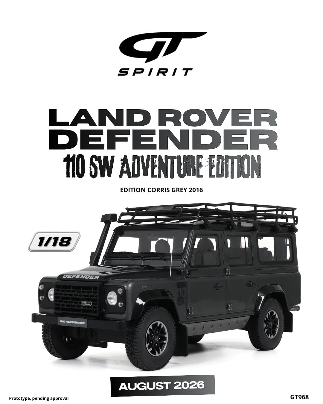 GT Spirit - 1:18 Land Rover Defender 110 SW Adventure Edition Corris Grey 2016 - Limited Edition Resin Model