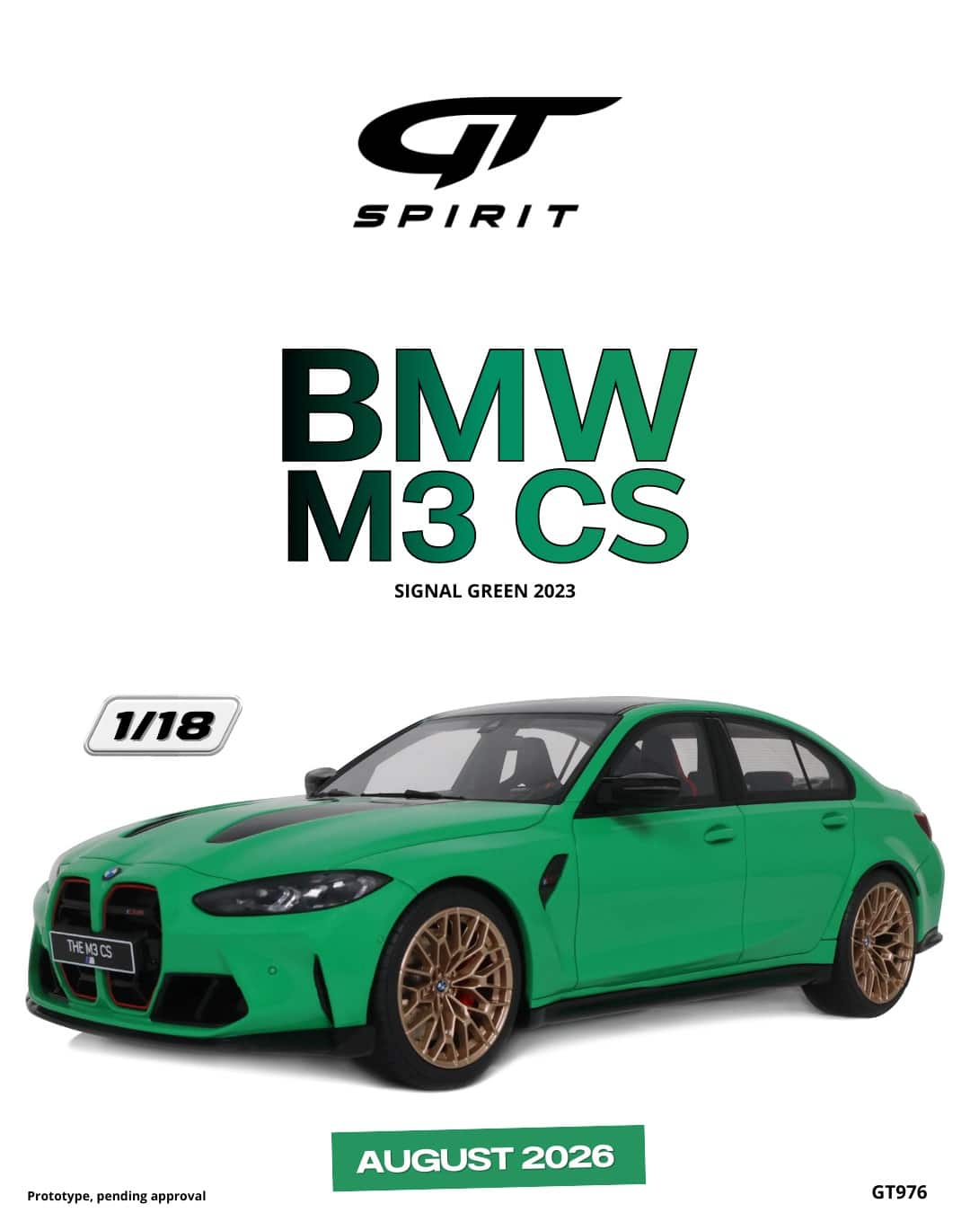 GT Spirit - 1:18 BMW M3 CS Signal Green 2023 - Limited Edition Resin Model