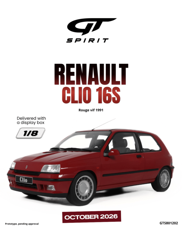 Latest arrivals & pre-orders at model‑universe.com – 17 August 2025, including Koenigsegg Agera S by FrontiArt, Ferrari 499P & 296 LMGT3 by Looksmart, and much more 37 GT Spirit - 1:8 Renault Clio 16S Bright Red 1991 - Limited Edition Resin Model