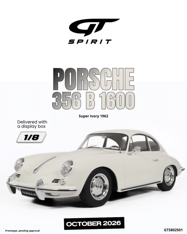 Latest arrivals & pre-orders at model‑universe.com – 17 August 2025, including Koenigsegg Agera S by FrontiArt, Ferrari 499P & 296 LMGT3 by Looksmart, and much more 38 GT Spirit - 1:8 Porsche 356B 1600 Super Ivory 1962 - Limited Edition Resin Model