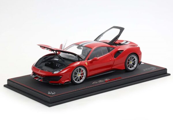 BBR 1:18 Ferrari 488 Pista Rosso Corsa - with Stripe (HE180055DIE) Limited Edition Diecast Model (Luxury Pack)