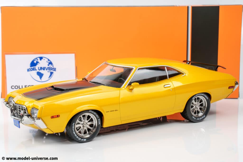 Pre-Order the 1:18 Ford Gran Torino Diecast Model by Ixo 2 Ixo - 1:18 Ford Gran Torino Sport 1972 Yellow Metallic - Diecast Model