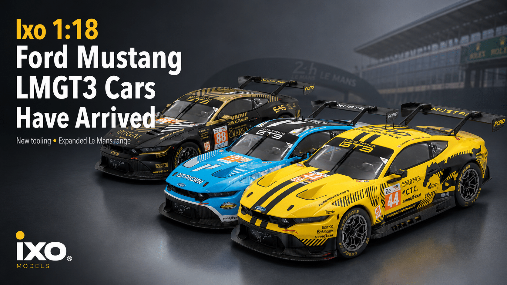 Ixo Expands Its 1:18 Le Mans Range with New Ford Mustang LMGT3 Models