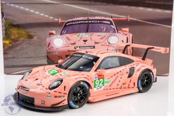 Ixo - 1:12 Porsche 911 (991) RSR No.92 24h Le Mans 2018 Class Winner LMGTE Pink Pig - Diecast Model