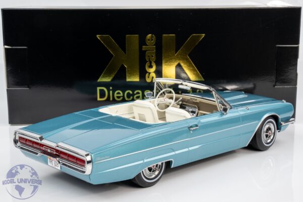 KK Scale - 1:18 Ford Thunderbird Cabriolet 1966 Light Blue Metallic / White Roof - Diecast Model 15 KK Scale - 1:18 Ford Thunderbird Cabriolet 1966 Light Blue Metallic / White Roof - Diecast Model