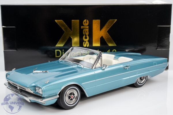 KK Scale - 1:18 Ford Thunderbird Cabriolet 1966 Light Blue Metallic / White Roof - Diecast Model 13 KK Scale - 1:18 Ford Thunderbird Cabriolet 1966 Light Blue Metallic / White Roof - Diecast Model
