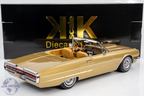 KK Scale - 1:18 Ford Thunderbird Cabriolet 1966 Gold Metallic / White Roof - Diecast Model 15 KK Scale - 1:18 Ford Thunderbird Cabriolet 1966 Gold Metallic / White Roof - Diecast Model