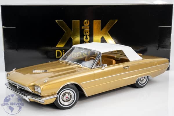 KK Scale - 1:18 Ford Thunderbird Cabriolet 1966 Gold Metallic / White Roof - Diecast Model