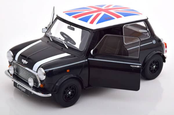 kk scale - 1:12 mini cooper black/white w/union jack (rhd)