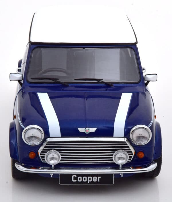 kk scale - 1:12 mini cooper blue metallic/white (rhd)