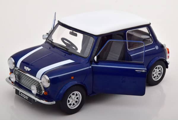 kk scale - 1:12 mini cooper blue metallic/white (rhd)