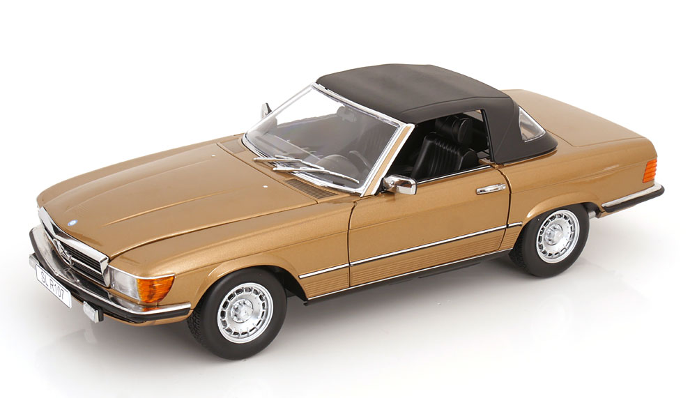 KK Scale 1:12 Mercedes 450 SL (R107) EU Version Soft Top 1985 Gold Metallic (KKDC120182) Diecast Model 2 KK Scale 1:12 Mercedes 450 SL (R107) EU Version Soft Top 1985 Gold Metallic (KKDC120182) Diecast Model - Image 2