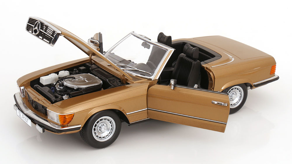 KK Scale 1:12 Mercedes 450 SL (R107) EU Version Soft Top 1985 Gold Metallic (KKDC120182) Diecast Model 3 KK Scale 1:12 Mercedes 450 SL (R107) EU Version Soft Top 1985 Gold Metallic (KKDC120182) Diecast Model - Image 3