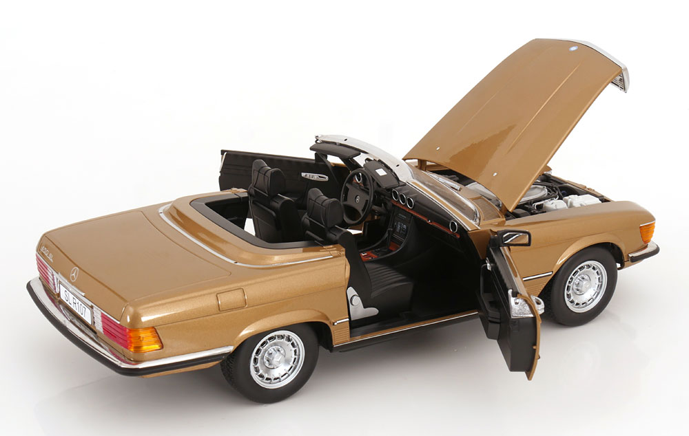 KK Scale 1:12 Mercedes 450 SL (R107) EU Version Soft Top 1985 Gold Metallic (KKDC120182) Diecast Model 6 KK Scale 1:12 Mercedes 450 SL (R107) EU Version Soft Top 1985 Gold Metallic (KKDC120182) Diecast Model - Image 6