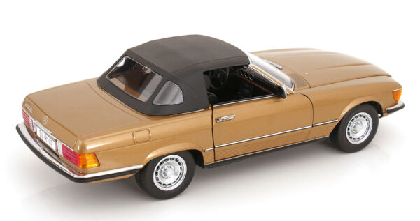 KK Scale 1:12 Mercedes 450 SL (R107) EU Version Soft Top 1985 Gold Metallic (KKDC120182) Diecast Model 14 KK Scale 1:12 Mercedes 450 SL (R107) EU Version Soft Top 1985 Gold Metallic (KKDC120182) Diecast Model