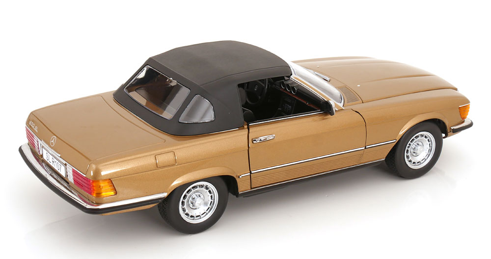 KK Scale 1:12 Mercedes 450 SL (R107) EU Version Soft Top 1985 Gold Metallic (KKDC120182) Diecast Model 5 KK Scale 1:12 Mercedes 450 SL (R107) EU Version Soft Top 1985 Gold Metallic (KKDC120182) Diecast Model - Image 5