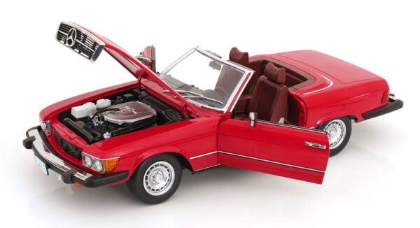 KK Scale – 1:18 Mercedes-Benz 450 SL (R107) US Version with Removable Soft Top 1979 Red – Diecast Model 13 KK Scale – 1:18 Mercedes-Benz 450 SL (R107) US Version with Removable Soft Top 1979 Red – Diecast Model
