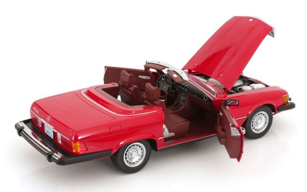 KK Scale – 1:18 Mercedes-Benz 450 SL (R107) US Version with Removable Soft Top 1979 Red – Diecast Model 14 KK Scale – 1:18 Mercedes-Benz 450 SL (R107) US Version with Removable Soft Top 1979 Red – Diecast Model