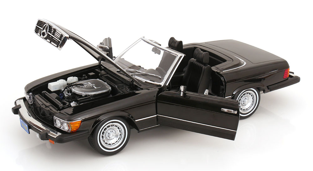 KK Scale 1:12 Mercedes 450 SL (R107) US Version American Gigolo 1979 Black Soft Top (KKDC120262) Diecast Model 3 KK Scale 1:12 Mercedes 450 SL (R107) US Version American Gigolo 1979 Black Soft Top (KKDC120262) Diecast Model - Image 3