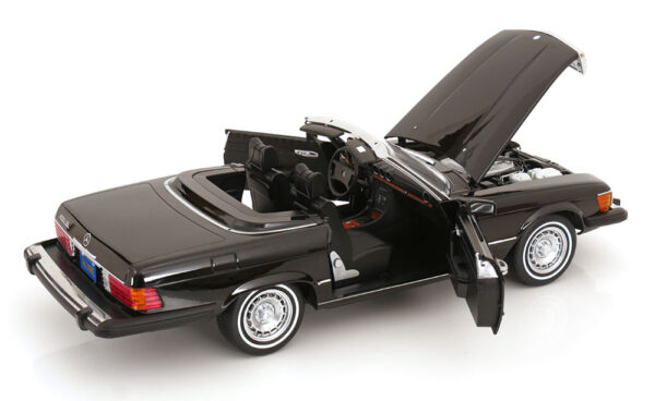 KK Scale 1:12 Mercedes 450 SL (R107) US Version American Gigolo 1979 Black Soft Top (KKDC120262) Diecast Model 14 KK Scale 1:12 Mercedes 450 SL (R107) US Version American Gigolo 1979 Black Soft Top (KKDC120262) Diecast Model