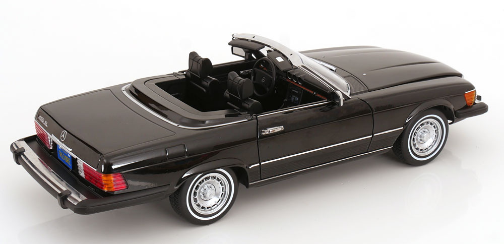 KK Scale 1:12 Mercedes 450 SL (R107) US Version American Gigolo 1979 Black Soft Top (KKDC120262) Diecast Model 5 KK Scale 1:12 Mercedes 450 SL (R107) US Version American Gigolo 1979 Black Soft Top (KKDC120262) Diecast Model - Image 5