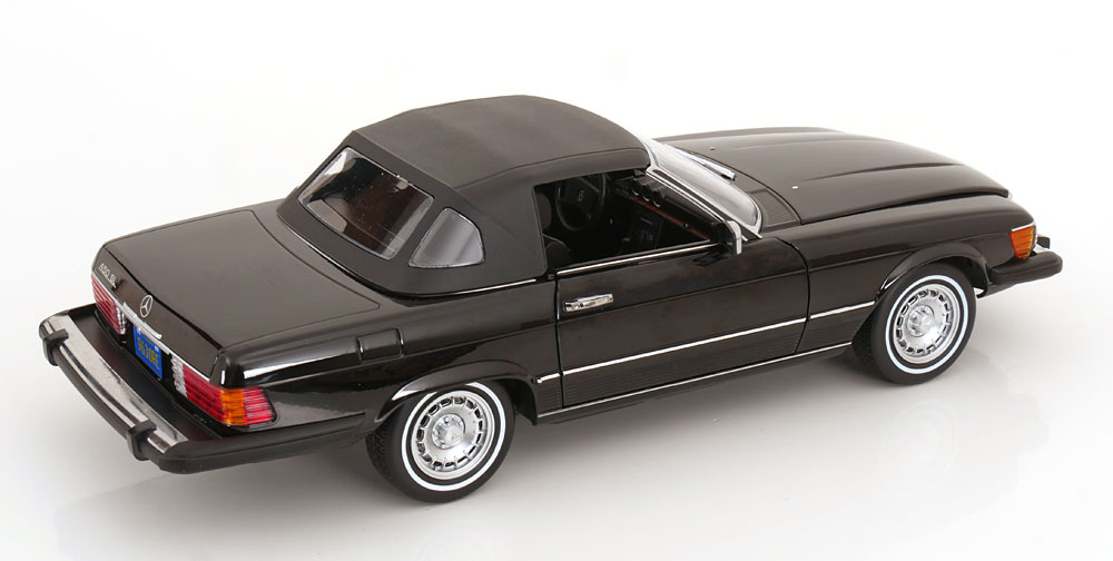 KK Scale 1:12 Mercedes 450 SL (R107) US Version American Gigolo 1979 Black Soft Top (KKDC120262) Diecast Model 6 KK Scale 1:12 Mercedes 450 SL (R107) US Version American Gigolo 1979 Black Soft Top (KKDC120262) Diecast Model - Image 6