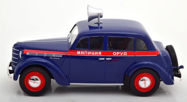 kk scale - 1:18 moskwitsch 400 police with speaker 1946 dark blue