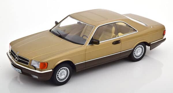 kk scale - 1:18 mercedes 500 sec c126 1987 gold metallic