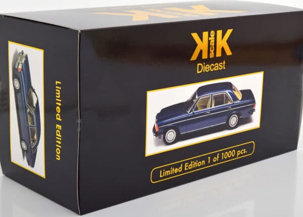kk scale - 1:18 mercedes 280e w123 1977 dark blue metallic