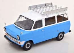 kk scale - 1:18 ford transit bus 1965 w/roof rack blue /white