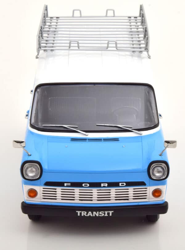 kk scale - 1:18 ford transit bus 1965 w/roof rack blue /white