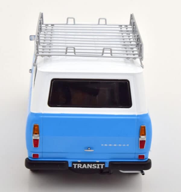 kk scale - 1:18 ford transit bus 1965 w/roof rack blue /white